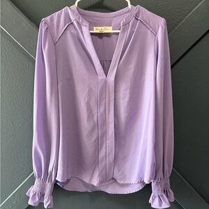 Vine & Love Lilac Blouse with Ruffle Sleeves